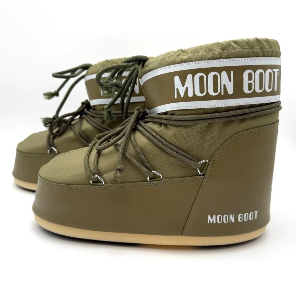 Moon Boot Icon Low Nylon Boots Classic Men's Size 11.5-13 / EU 45-47 Khaki